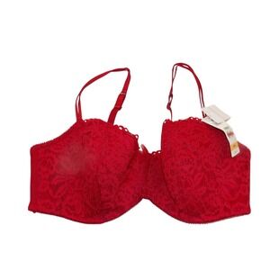 Red Lace B Tempted Bra Underwire Adjustable Straps New With Tags Size 38DD